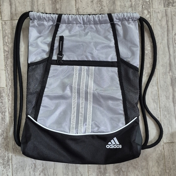 Adidas Gray and Black Drawstring Backpack - Picture 1 of 5